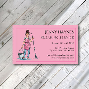 Carte De Visite Pink Happy Bright Nettoyage Lady Services