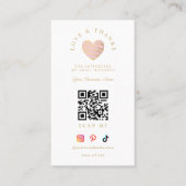 Carte De Visite Pink Heart Love & Thanks Supporting Small Business (Devant)