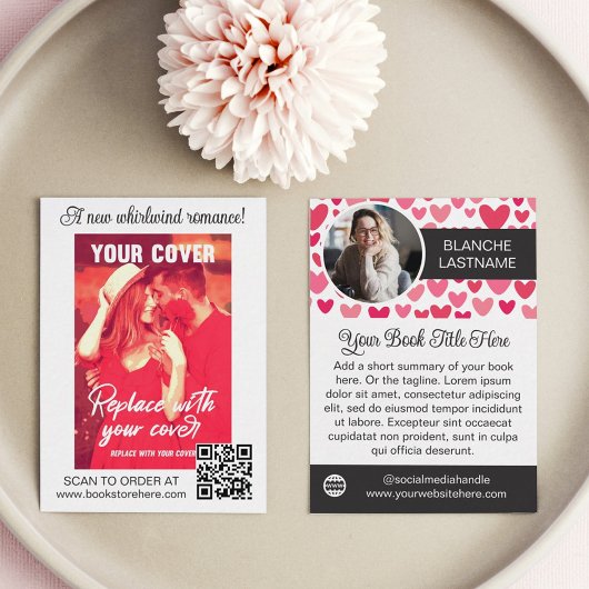 Carte De Visite Pink Hearts Romance Auteur Version du livre Market