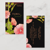 Carte De Visite Pink Hollyhocks Élégant fleuriste (Devant / Derrière)