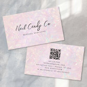 Carte De Visite Pink Holographic QR Code Luxe