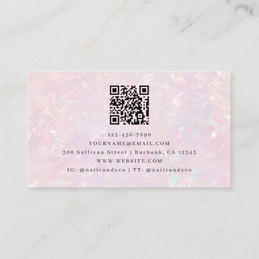 Carte De Visite Pink Holographic QR Code Luxe (Dos)