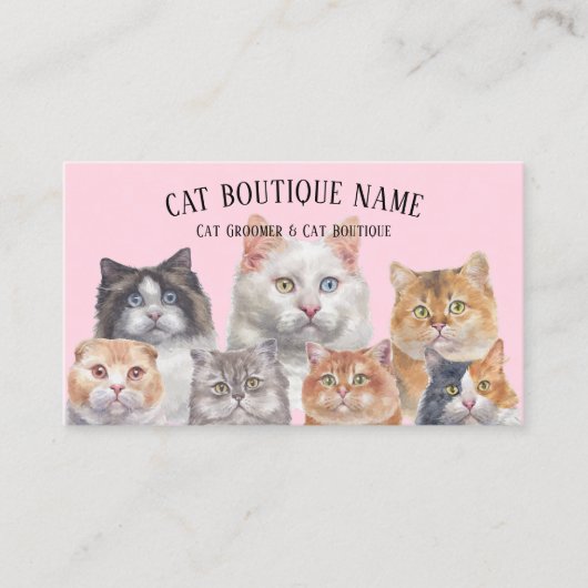 Carte De Visite Pink Home Pet Cats (Devant)