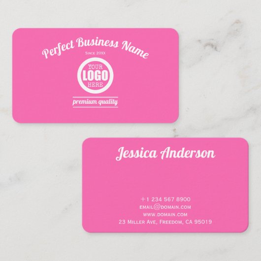 Carte De Visite Pink Hot Ajouter Votre Logo Personnalisé Girl Simp (Devant / Derrière)