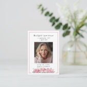 Carte De Visite Pink Hydrangea Memorial Photo Psalm 23 Prayer Card (Debout devant)