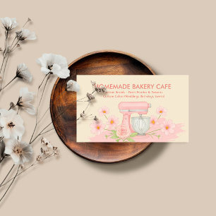 Carte De Visite Pink Jaune Vert Floral boulangerie pâtisserie pâti
