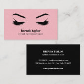 Carte De Visite PINK LEATHER chic Eyelash Browbar professionnel (Devant / Derrière)