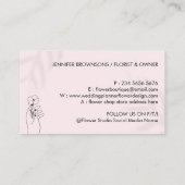 Carte De Visite Pink Light Simple Propre Main Hold Flower Business (Dos)
