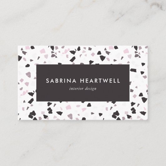 Carte De Visite Pink Lilac Gray Terrazzo Pattern Interior Design (Devant)