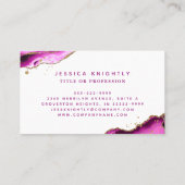 Carte De Visite Pink Magenta Agate Gold Parties scintillant Monogr (Dos)