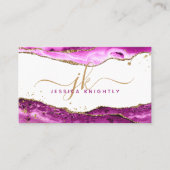 Carte De Visite Pink Magenta Agate Gold Parties scintillant Monogr (Devant)