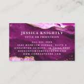 Carte De Visite Pink Magenta Agate Gold Parties scintillant Script (Dos)