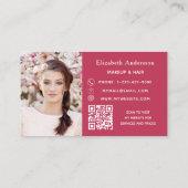 Carte De Visite Pink magenta photo code qr élégant (Dos)