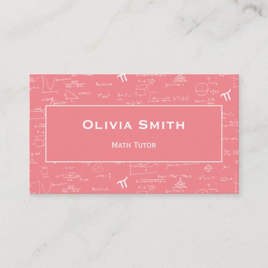 Carte De Visite Pink Math Tutor Enseignant Formule Motif (Devant)