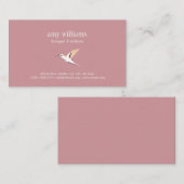 Carte De Visite Pink minimal femenine hummingbird illustration (Devant / Derrière)
