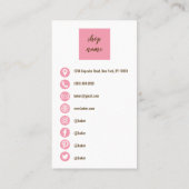 Carte De Visite Pink Minimalist Cupcake Baker Business Card (Dos)