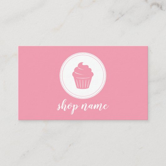 Carte De Visite Pink Minimalist Cupcake Baker Business Card (Devant)