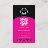 Carte De Visite Pink Modern Makeup Hair Arch Photo QR Code Logo (Dos)