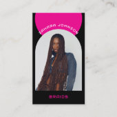 Carte De Visite Pink Modern Makeup Hair Arch Photo QR Code Logo (Devant)