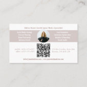 Carte De Visite Pink Modern Minimal Monogram Script Photo QR Code (Dos)