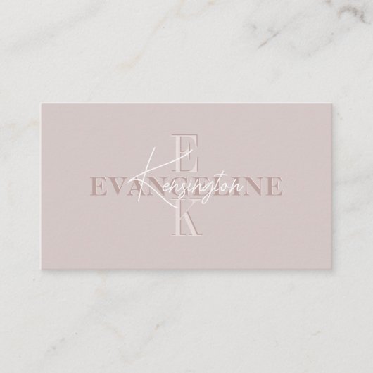 Carte De Visite Pink Modern Minimal Monogram Script Photo QR Code (Devant)