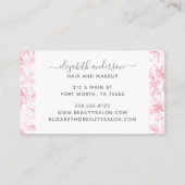 Carte De Visite Pink Modern Professional Nom du script botanique (Dos)