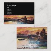 CARTE DE VISITE PINK MOUNTAINS LAC ALPINE SUNSET PAYSAGE (Devant / Derrière)