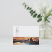 CARTE DE VISITE PINK MOUNTAINS LAC ALPINE SUNSET PAYSAGE (Debout devant)
