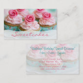 Carte De Visite Pink n' Turquoise Rose Cupcake Bakery (Devant / Derrière)