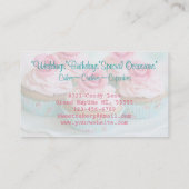 Carte De Visite Pink n' Turquoise Rose Cupcake Bakery (Dos)