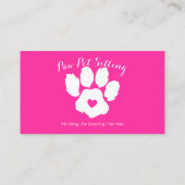 Carte De Visite Pink Neon Animal Sitter Social Media Chien Chat Pa (Dos)