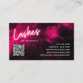 Carte De Visite Pink Neon & Smoke Lash Salon QR Code Loyalty Card (Devant)