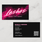 Carte De Visite Pink Neon & Smoke Lash Tech QR Code & Socials (Devant / Derrière)