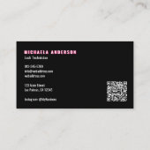 Carte De Visite Pink Neon & Smoke Lash Tech QR Code & Socials (Dos)