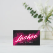 Carte De Visite Pink Neon & Smoke Lash Tech QR Code & Socials (Debout devant)