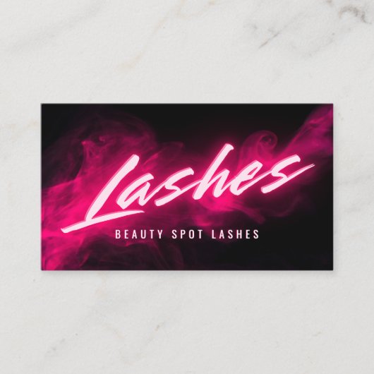 Carte De Visite Pink Neon & Smoke Lash Tech QR Code & Socials (Devant)