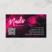 Carte De Visite Pink Neon & Smoke Nail Salon QR Code Loyalty Card (Devant)