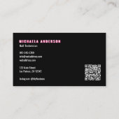 Carte De Visite Pink Neon & Smoke Nail Salon QR Code & Socials (Dos)