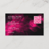 Carte De Visite Pink Neon & Smoke Nail Salon QR Code & Socials (Dos)