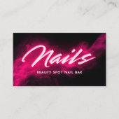 Carte De Visite Pink Neon & Smoke Nail Salon QR Code & Socials (Devant)