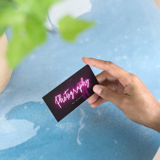 Carte De Visite Pink Neon & Smoke Photographie Script