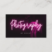 Carte De Visite Pink Neon & Smoke Photographie Script (Devant)