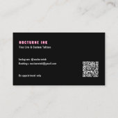 Carte De Visite Pink Neon & Smoke Tattoo Artist QR Code (Dos)