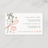 Carte De Visite Pink & Olive Green Baking & Cuisine Ustensiles Bou (Dos)