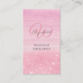 Carte De Visite Pink Ombre Shimmer Massage Thérapiste Vertical (Devant)