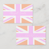 Carte De Visite Pink & Orange United Kingdom Flag / Union Jack (Devant / Derrière)