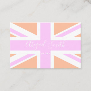 Carte De Visite Pink & Orange United Kingdom Flag / Union Jack