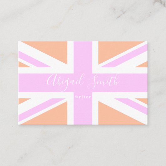 Carte De Visite Pink & Orange United Kingdom Flag / Union Jack (Devant)