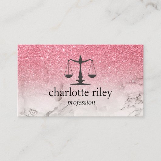 Carte De Visite Pink Parties scintillant Ombre Justice Scale Attor (Devant)
