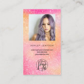 Carte De Visite Pink parties scintillant script photo logo command (Dos)